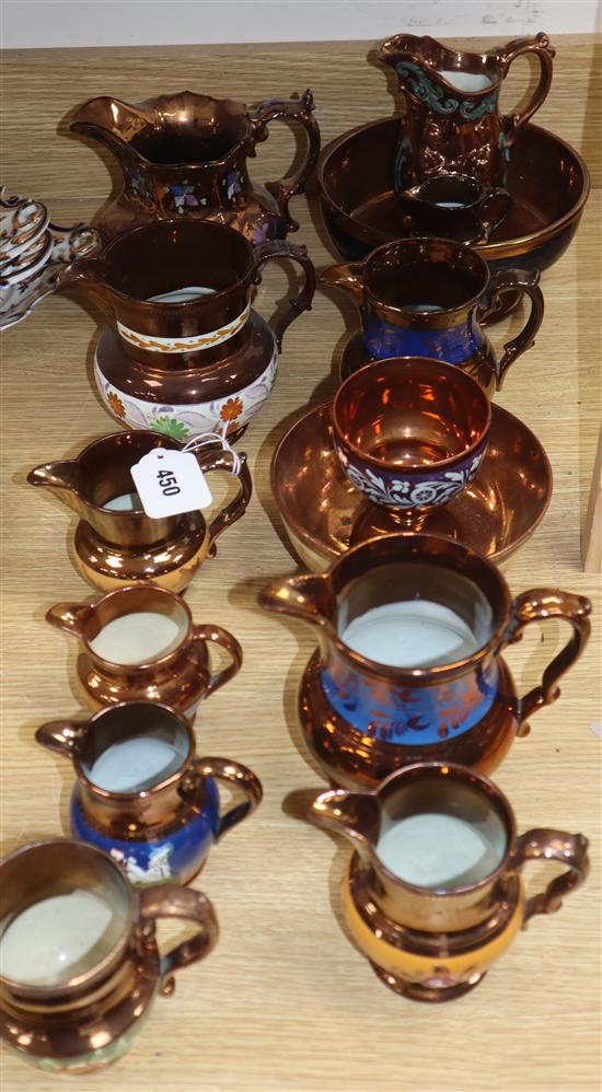 A group of copper lustre wares